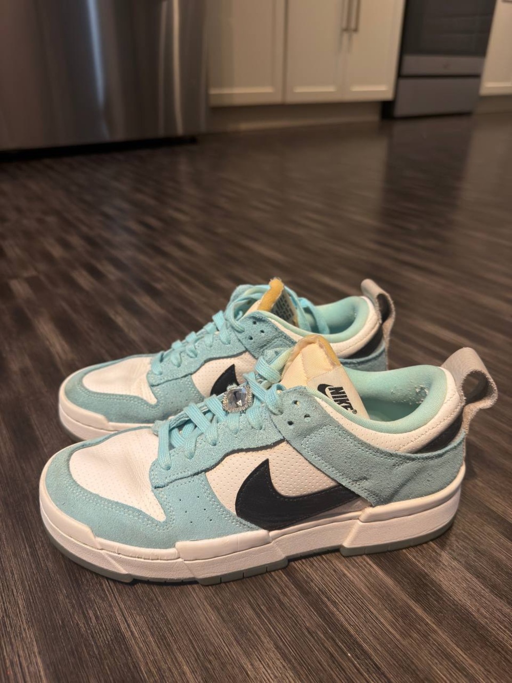 Nike Dunk Low Disrupt Copa Sneakers in Light Blue and White